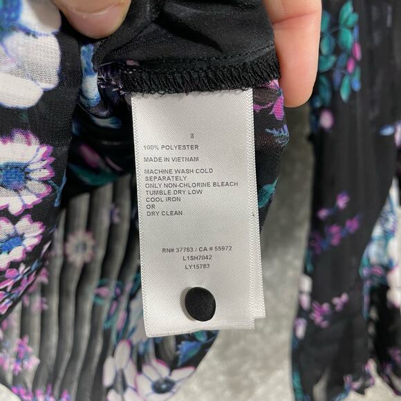 Laundry by Shelli Segal Women's Ruffle Floral Blouse - Size 8 - Sheer Stripe Top - Picture 6 of 7